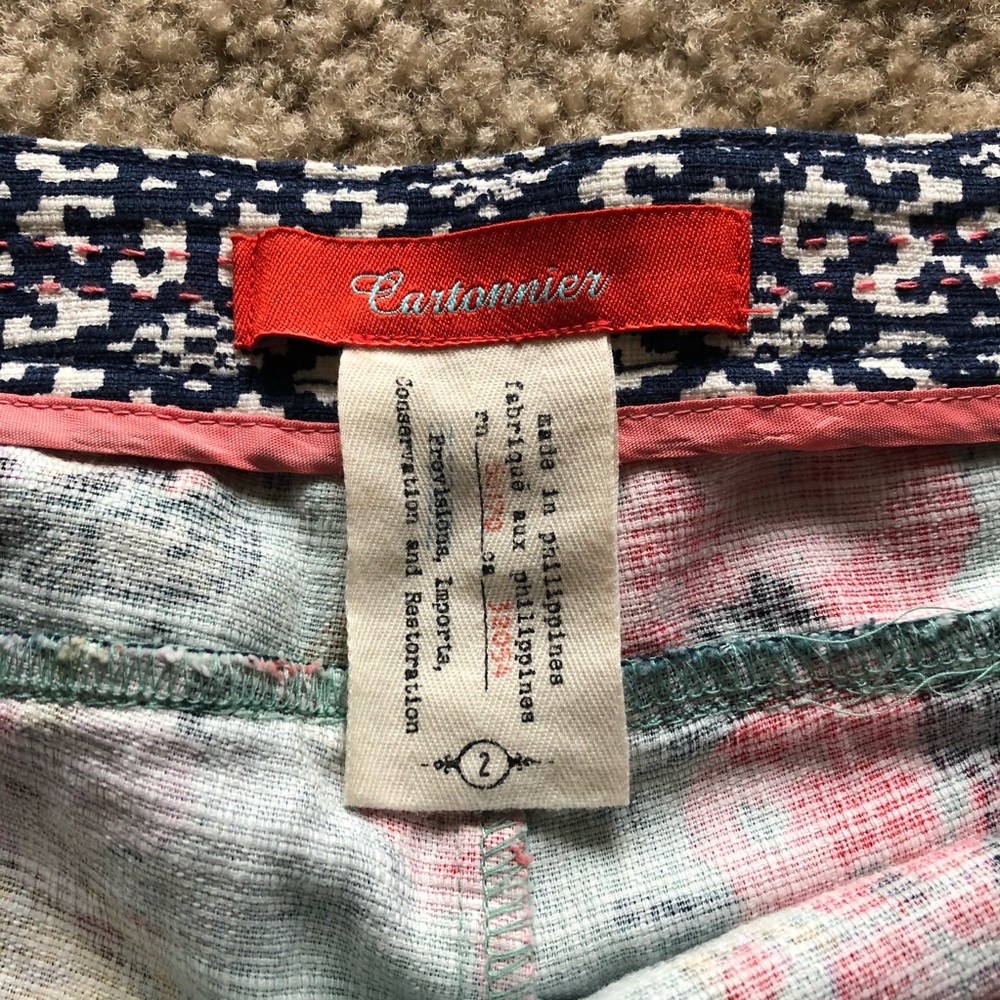 Anthropology Cartonnier Floral Teal Shorts - Picture 6 of 7